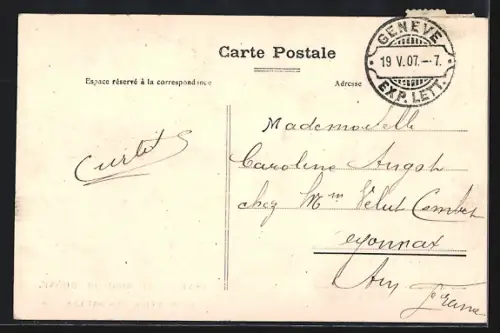 AK Genève, Au Bord du Rhone, Le Sentier des Saules