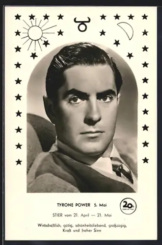 AK Schauspieler Tyrone Power, von Sternzeichen Stier