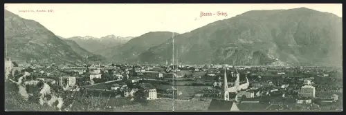 Klapp-AK Bozen-Gries, Panorama mit Berglandschaft