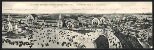 Klapp-AK Nürnberg, Bayr. Jubiläums-Landes-Ausstellung 1906. Blick über das Ausstellungsgelände