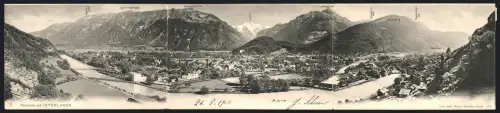 Klapp-AK Interlaken, Panorama mit Laucherhorn, Jungfrau, Sulegg und Abendberg