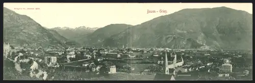Klapp-AK Bozen-Gries, Stadtpanorama mit Alpen
