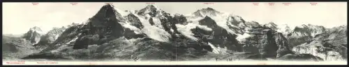 Klapp-AK Grindelwald, Lauberhorn, Panorama mit Wetterhorn, Eiger, Jungfrau und Blüemlisalp