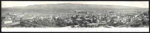Klapp-AK Messina, Panoramablick auf Stadt, Hafen und italienisches Festland
