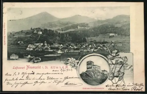 Relief-AK Neumarkt i. St., Schloss Forchtenstein, Panorama