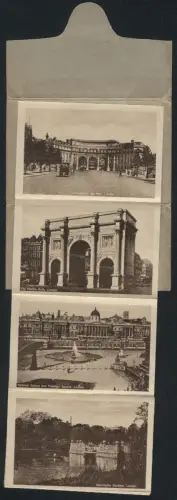 Leporello-AK London, Entrance to the Mall, The Marble Arch, National Gallery and Trafalgar Square, Kensington Gardens