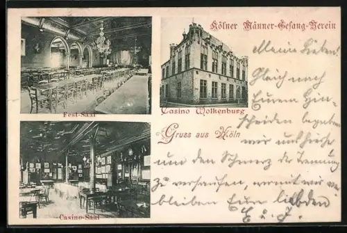 AK Köln, Kölner Männer-Gesang-Verein, Casino Wolkenburg, Festsaal und Casino-Saal