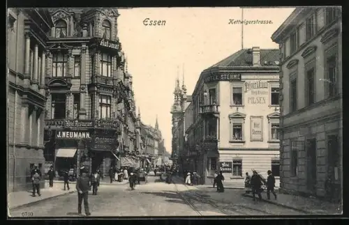 AK Essen, Hotel Lindenhof und Hotel Stemme in der Kettwigerstrasse