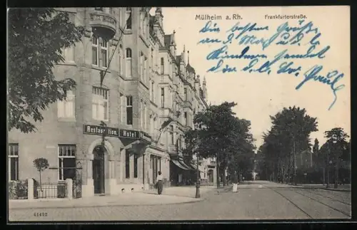 AK Mülheim a. Rh., Hotel-Restaurant in der Frankfurterstrasse