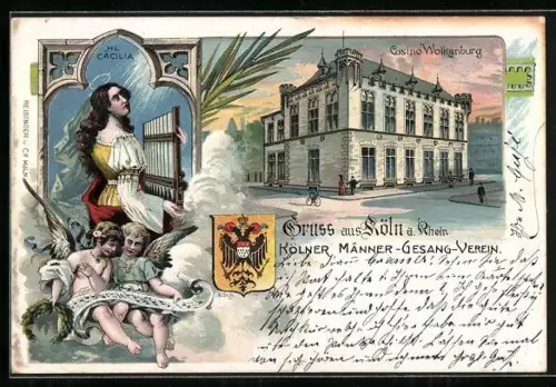 Lithographie Köln a. Rhein, Kölner Männer-Gesang-Verein, Casino Wolkenburg