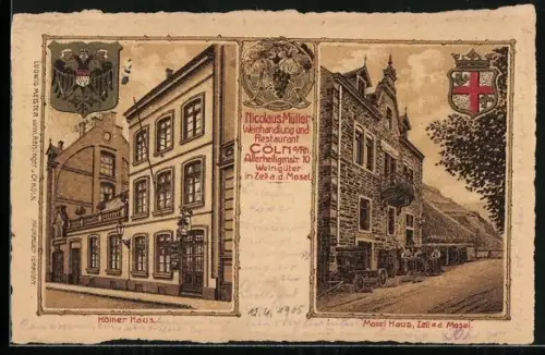 Lithographie Cöln a. Rh., Restaurant von Nicolaus Müller, Allerheiligenstrasse 10