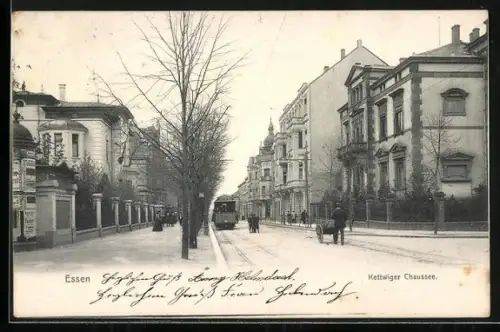 AK Essen, Strassenbahn in der Kettwiger Chaussee