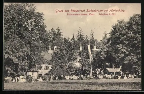 AK München-Harlaching, Restaurant Siebenbrunn, Inh. Heinr. Waas