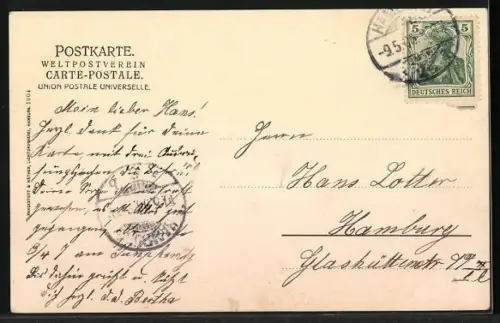 AK Hamburg-Hohenfelde, Schwanenwik mit Passanten