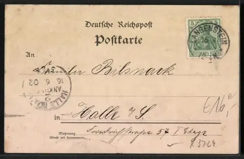 Lithographie Langenstein / Harz, Gasthof Landhaus mit Besuchern, Gläserner Mönch