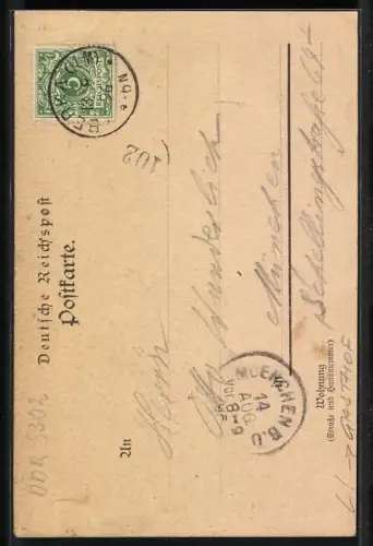 Lithographie Bad Berka a. Ilm, Blick auf den Gasthof Rauschenburg