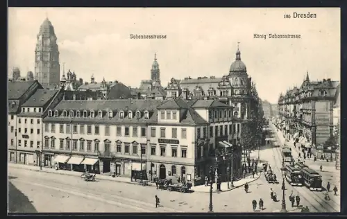AK Dresden, Johannesstrasse Ecke König-Johann-Strasse