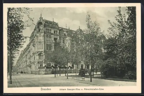 AK Dresden, Johann Georgen-Allee und Albrechtstrassen-Ecke