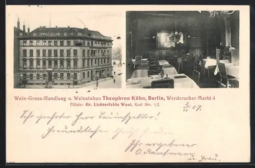 AK Berlin, Gasthaus Theophron Kühn, Werderscher Markt 4