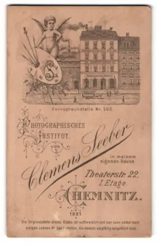 Fotografie Clemens Seeber, Chemnitz, Theaterstr. 22, Ansicht Chemnitz, Blick auf das Atelierhaus mit Monogramm
