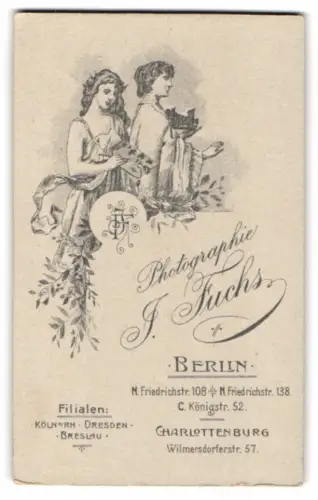 Fotografie J. Fuchs, Berlin, Friedrichstrasse 138, zwei Frauen als Fotografin und Malerin mit Kamera und Malpalette