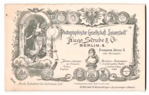 Fotografie Hugo Strube & Co., Berlin, Prinzessinnen Strasse 16, schwebende Frau mit elektrischen Licht