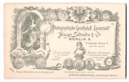 Fotografie Hugo Strube & Co., Berlin, Prinzessinnen Strasse 16, Frau schwebt und hält elektische Lampe in der Hand