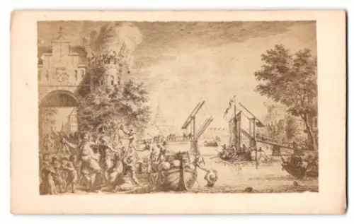 Fotografie unbekannter Fotograf und Ort, Historische Szene Leyden`s Ontzet