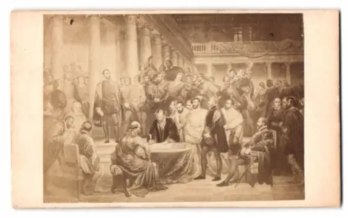 Fotografie unbekannter Fotograf und Ort, Historische Versammlungsszene: Het Verbond der Edelen