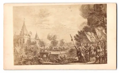 Fotografie unbekannter Fotograf und Ort, Belagerung von Haarlem, historische Darstellung