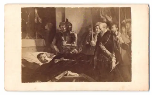 Fotografie unbekannter Fotograf und Ort, Gemälde: De Lijken van Egmond en hoorne tentoongesteld