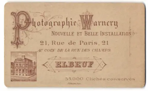 Fotografie Warnery, Elbeuf, Rue de Paris 21, Ansicht Elbeuf, Blick auf das Atelierhaus