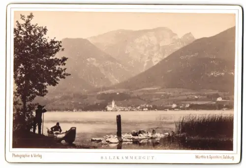 Fotografie Würthle & Spinnhirn, Salzburg, Ansicht St. Wolfgang, Blick nach dem Ort mit Schafberg