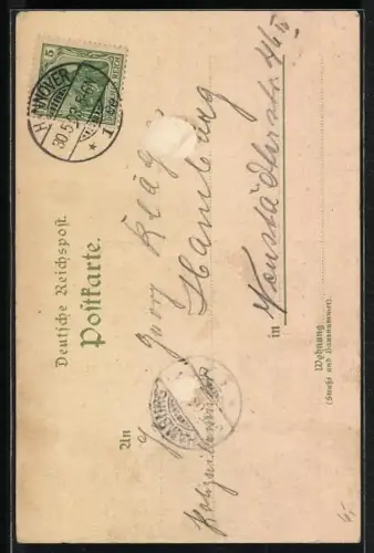 Lithographie Hannover, Technische Hochschule mit Anlage, Studentenwappen