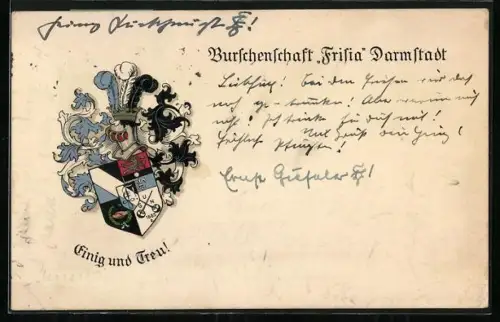 Künstler-AK Darmstadt, Studentenwappen der Burschenschaft Frisia