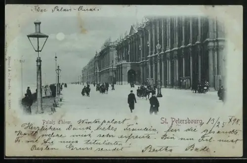 Mondschein-AK St. Pétersbourg, Palais d`hiver