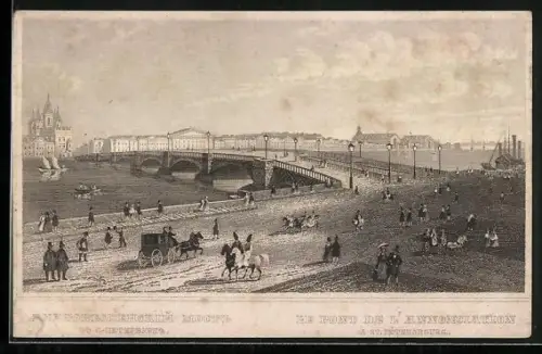 Künstler-AK St. Pétersbourg, Le Pont de l`Annonciation