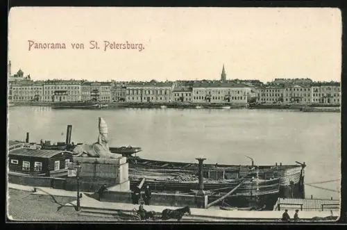 AK St.-Pétersbourg, Panorama mit Fährbooten
