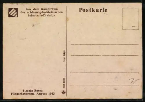 AK Staraja Russa, Kampfraum der schleswig-holsteinischen Infanterie-Division, Fliegerkasernen 1943