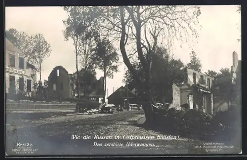 AK Uderwangen, zerstörte Strassenpartie