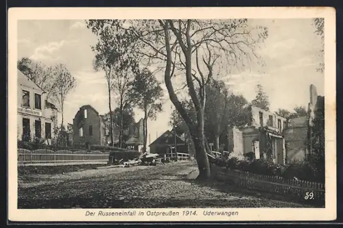 AK Uderwangen, Zerstörungen nach dem Russeneinfall 1914