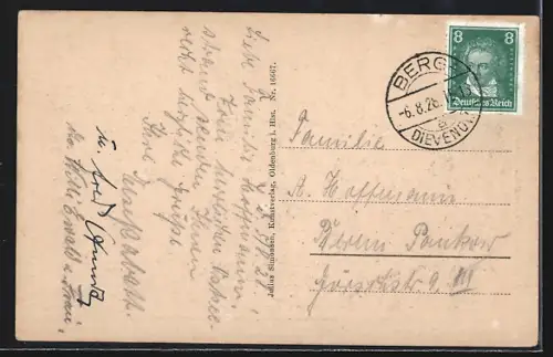 AK Berg-Dievenow, Boot in nächtlicher Fahrt