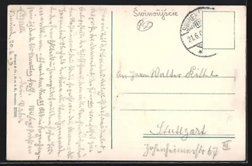 AK Swinemünde, Promenade und Strandpartie aus der Vogelschau