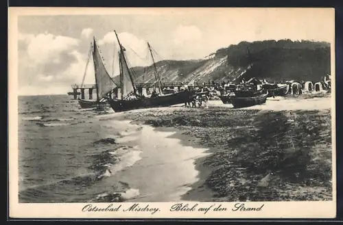 AK Misdroy, Segelschiffe am Strand