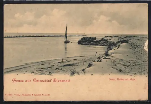 AK Dievenow /Ostsee, Neuer Hafen mit Mole