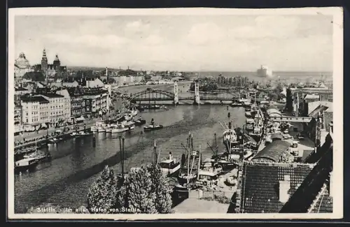 AK Stettin, im Alten Hafen