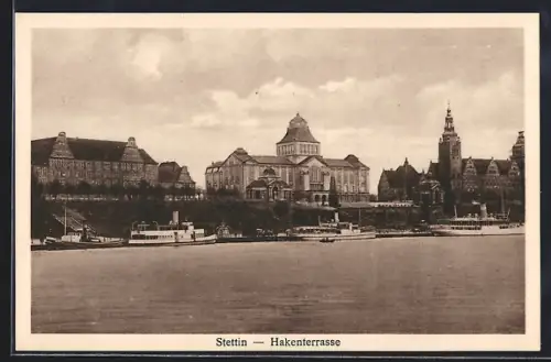 AK Stettin, Panoramablick zur Hakenterrasse