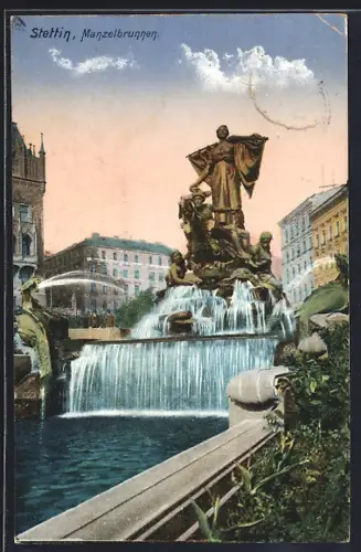 AK Stettin, Manzelbrunnen