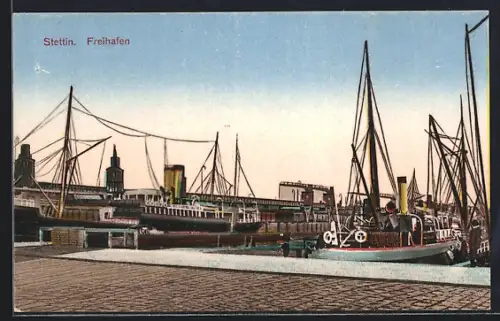 AK Stettin, Schiffe im Freihafen