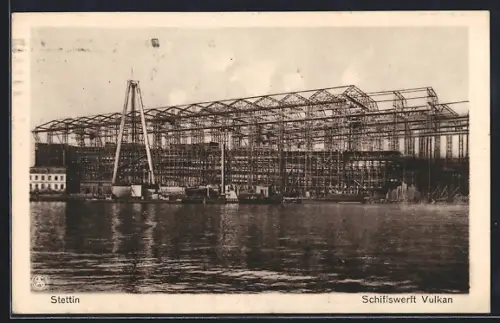 AK Stettin, Schiffswerft Vulkan, Hafenmotiv